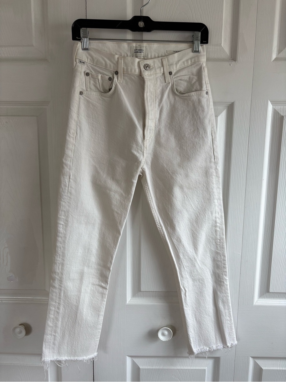 Citizens Of Humanity‎ Charlotte Crop Jeans 26 White High Rise Button Fly Stretch